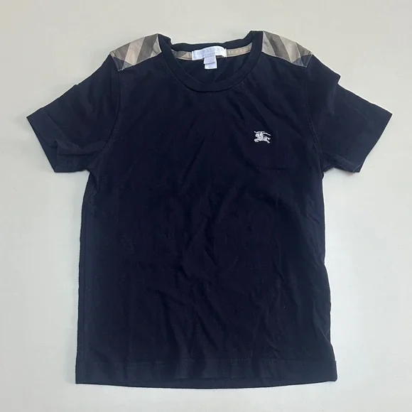 🌟 BURBERRY Children Black T-Shirt with Beige Trim 6Y